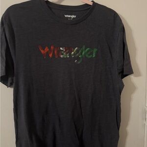 Wrangler Men's Charcoal Tee with Multicolor Logo
